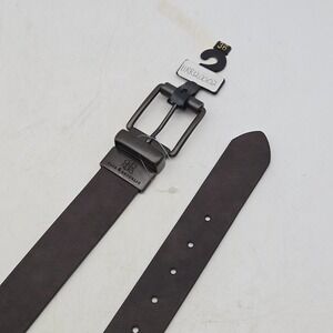 Rock & Republic Belt Brown Black Reversible Leather Mens 36 Bronze Buckle New